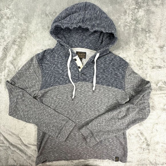 Lucky Brand Women's Hoodie Size Small Petite Oversized‎ Blue and Grey - Picture 1 of 8